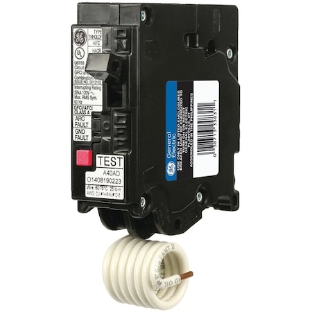 Ge Industrial Solutions Thermal Magnetic Circuit Breaker, THQL Series, 20A, 1 Pole, 120/240V AC, 10kA at 120/240V AC THQL1120DFP