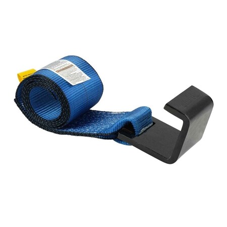 Mytee Products 4in x 5ft Roll Off Container Blue Winch Strap w/Large Flat Hook for Roll Off Truck, 5,400 lbs WLL WS4x5CH-B