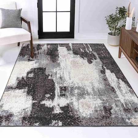 Jonathan Y Zoe Contemporary Bohemian Abstract Marble Charcoal/Cream 4 ft. x 6 ft. Area Rug SEU302C-4