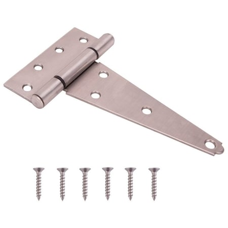 Prosource T-Hinge, Stainless Steel, Brushed Stainless Steel, Fixed Pin, 180 deg Range of Motion HTH-S06-C1PS