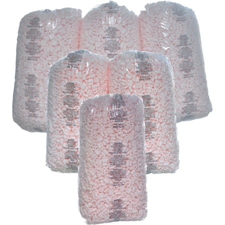 Bubblefast 3.5 cu ft bags Pink Anti-Static Packing Peanuts Popcorn made from 100% Recycled Material, 6PK 21P