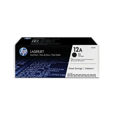 Hp 12A Black Original LaserJet Toner Cartridges, 4,000 Yield, 2PK Q2612D
