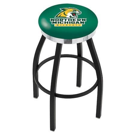Holland Bar Stool Co 36" Blk Wrinkle Northern Michigan Swivel Bar Stool, Chrome Ring L8B2C36NorMic