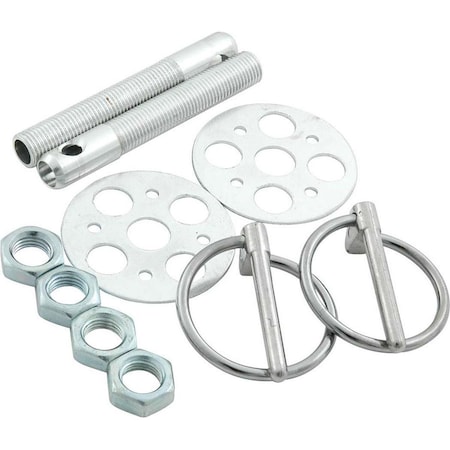Powerhouse 0.38 in. Lightweight Aluminum Hood Pin Kit, Silver PO3642384