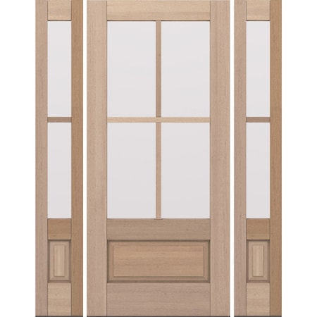Doornmore G7504, 65.25" x 82" ( 36" Door + 2x12" Side) Left Hand, Mahogany SDL 4 Lite, 3/4 Lite Exterior Door G7504-SW-3680-G7502-SL_1-2_LI
