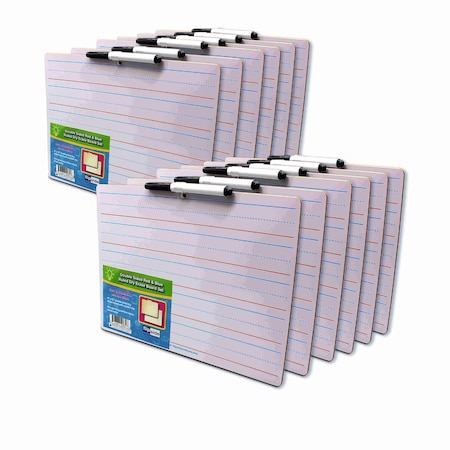 Flipside 9 x 12 Two Sided Red & Blue Ruled/Dry Erase with attached marker Class Pack 12 19134