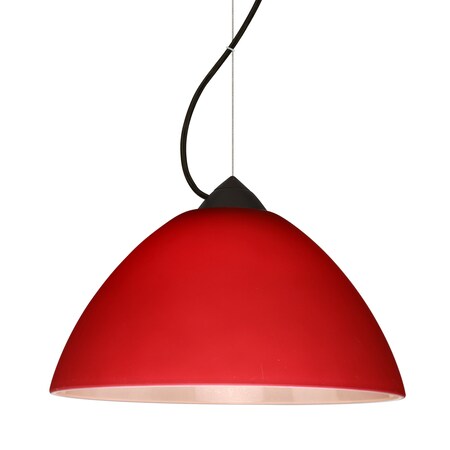 Besa Lighting Besa Tessa Pendant, Red Matte, Black Finish, 1x 9W LED 1KX-420131-LED-BK