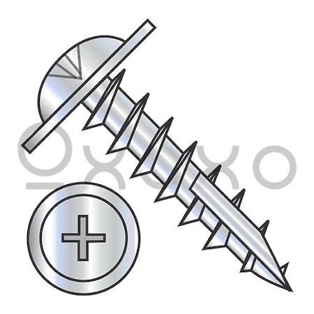 Oxoxo 8-11X1 Phillips #10 Round Washer Hd Deep Thread Wood Screw Type17 Full Thread Zinc Bake, 7000PK 568570
