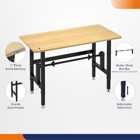 4Dock 48 in. W x 30 in. D Heavy Duty Workbench with Rubber Wood Tabletop WB202-4830-RB