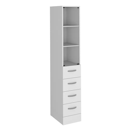 Homeroots 12" White Wood Freestanding Bathroom Vanity And Four Drawers 543593