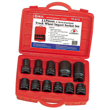 Genius Tools 11PC 1in Dr. SAE Truck Wheel Impact Socket Set TR-811S