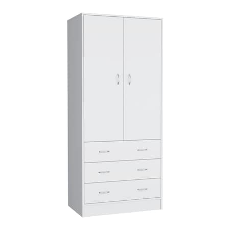 Homeroots 71" White Two Door Three Drawer Combo Dresser 552274