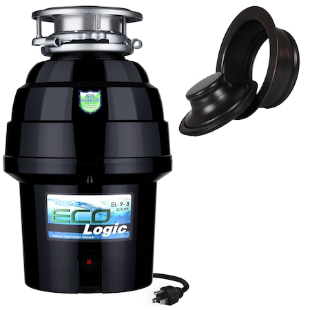 Eco Logic 3/4 HP Continuous Feed Garbage Disposal with Oil Rubbed Bronze Sink Flange 10-US-EL-9-DS-3B-ORB
