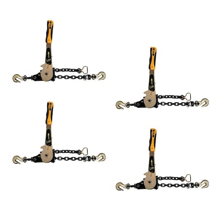 Mytee Products 3/8in - 1/2in Easy Ratchet Chain Binder w/ Swivel Grab Hook, 4PK CB-AEZ38x4