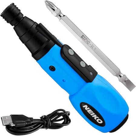 Neiko Cordless Power Screwdriver, 1/4'' Hex Auto-Lock Safety Chuck, USB Rechargeable 10577A