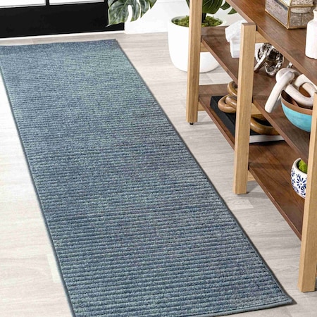 Jonathan Y Aarhus High-Low Minimalist Scandi Striped Navy/ivory 2 ft. x 8 ft. Indoor/Outdoor Runner Rug SCN102A-28