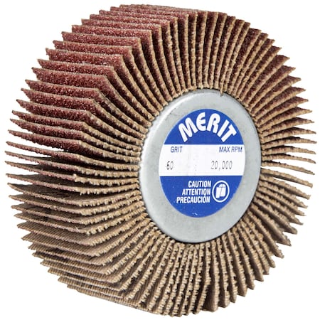 Merit Mounted Flap Wheel, Threaded, 3" dia., 1" W 08834130752