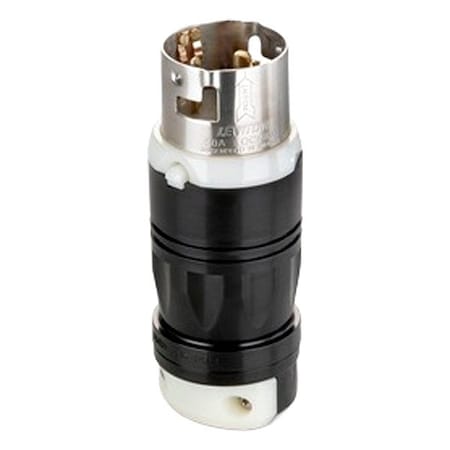 Leviton Locking Plug, 50 A, Black; White, Nylon CS6361C