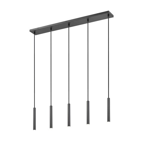 Z-Lite Forest 5 Light Linear Chandelier, Matte Black, 42 In W 919MP12-5L-MB-LED