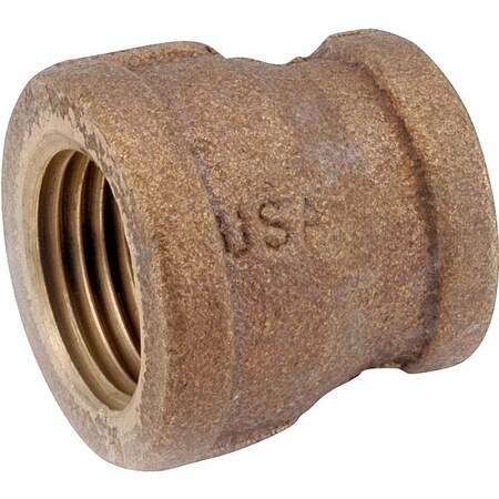 Anderson Metals Reducing Pipe Coupling, 1/2 x 3/8 in, FIPT, Brass, 200 psi Pressure 738119-0806
