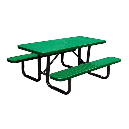 Leisure Craft 6' Standard Picnic Table, Perforated Metal, Portable, Green T6XPP-PERF-GREEN