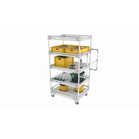 Trilogiq 5-Level Cart 4 Flanges Per Level With Vertical Handlebars. 49D-4