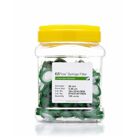 Foxx Life Sciences EZFlow Syringe Filter-Sample Prep, 0.22um Hydrophilic PVDF, 33mm, 100PK 388-2416-OEM