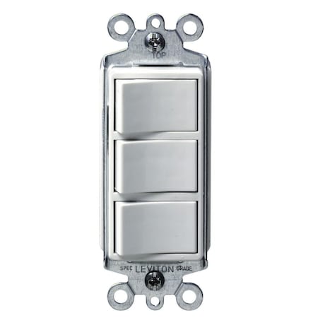 Leviton Decora Three Rocker Combination Switch, 15 Amp, 120 Volt, White 1755-W