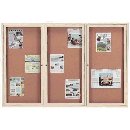 Aarco Enclosed Natural Pebble Grain Cork Bulletin Board w/ Ivory Powder Coated Al Frame, 48''Hx72''W DCC4872-3RIV