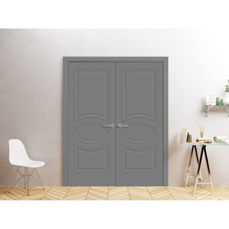 Vdomdoors Interior Solid French Double Doors 60 x 80 inches / Mela 7001 Painted Grey / Wood Interior Solid Pa MELA7001DD-SIF-60