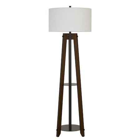 Homeroots 65" Brown Tripod Floor Lamp With White Rectangular Shade 526274