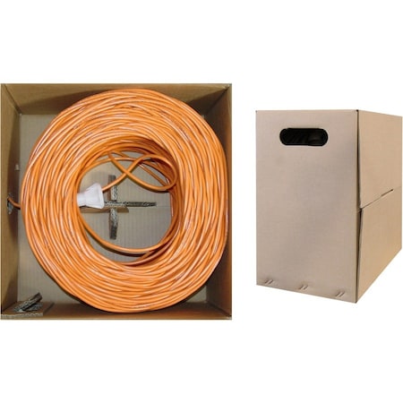 Cable Wholesale Bulk Cat6 Orange Ethernet Cable, Stranded, UTP Unshielded Twisted Pair, Pullbox, 1000 foot 10X8-031SH