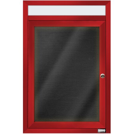 Aarco Illuminated Enclosed Letter Board Directory w/ Powder Coated Red Al Frame and Header, 24''Hx18''W ADC2418HIR