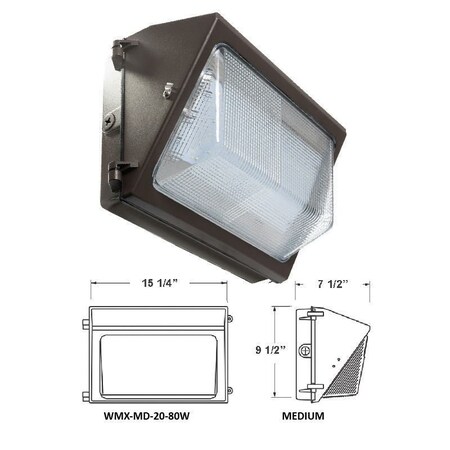 Westgate X-GEN NONE CUT-OFF GLASS WALL PACK MD HOUSING ADJ. 20W-80W 30K 120-277V 0-10V, 20W/40W/60W/80W WMX-MD-20-80W-30K