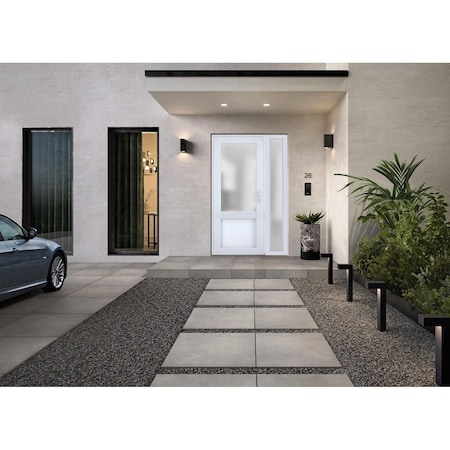 Vdomdoors Front Exterior Prehung FiberGlass Door Frosted Glass / Manux 8422 White Silk / Sidelight Exterior W MANUX8422EXD-WS-W36+14 x H80-LH
