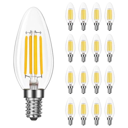 Luxrite 8W LED Candelabra Bulb, 75W Equivalent, E12 Base, 1000 Lumens, 3500K Natural White, 16PK LR21712