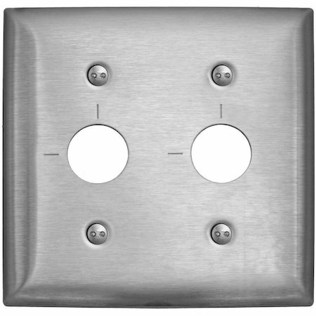 Hubbell Wiring Device-Kellems Barrel Key Wall Plates and Box Cover, Number of Gangs: 2 Stainless Steel, Brushed Finish, Silver SS22RKLM