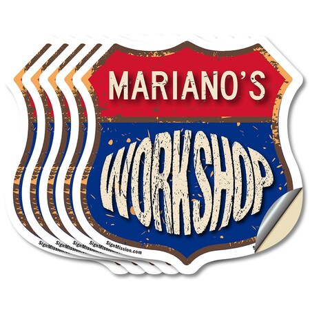 Signmission Mariano's Workshop, 6 inch X 6 inch, Vinyl Decal, 5PK SHI-D-5PACK-6-489-MARIANO