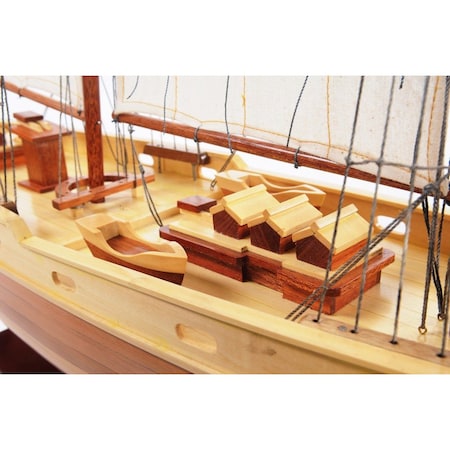 Homeroots 33" Wood Brown Solid Wood Hand Painted Bluenose II Model Boat 401998