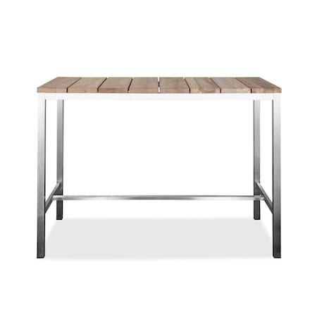Homeroots 55" Wood Brown And Silver Solid Wood And Stainless Steel Dining Table 372053