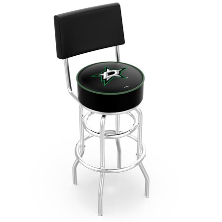 Holland Bar Stool Co 25" Chrome 2-Ring Dallas Stars Swivel Bar Stool, Back L7C425DalSta