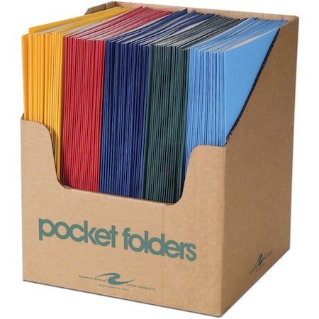 Roaring Springs Roaring Spring Standard Colors Embossed 2 Pocket Portfolio 9-1/2in x 11-3/4in, Assorted, 100/Pk 50200