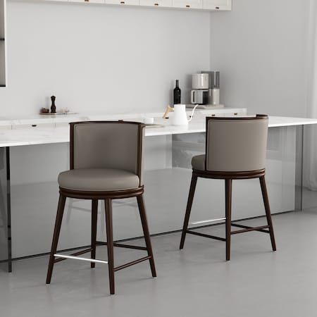 Manhattan Comfort Evalyn Counter Stool  in Taupe - Set of 2 2-CS021-TP
