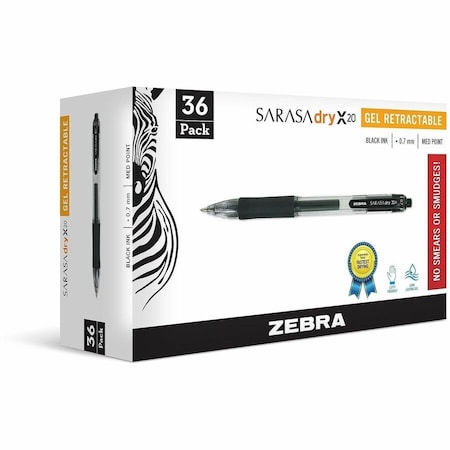 Zebra Pen Sarasa Dry X20 Gel Retractable 0.7mm Black 36pk 46136
