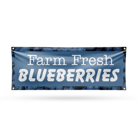 Signmission Farm Fresh Blueberries, 18 Inch x 48 Inch, Vinyl Banner B-30580