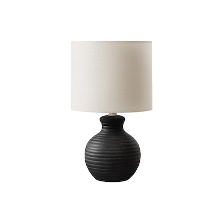 Monarch Specialties Lighting, 16"h, Table Lamp, Black Resin, Ivory / Cream Shade, Contemporary I 9778