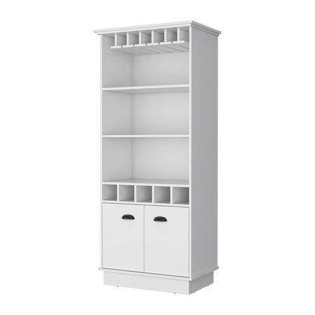 Homeroots 29in White Wood Bar Cabinet With Two Doors 552295