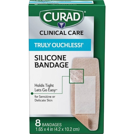 Curad Ouchless Flex Fabric Bandages, 1.65 x 4, PK8 CUR5003
