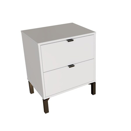 Homeroots 24" White Two Drawer Faux Wood Nightstand 533814