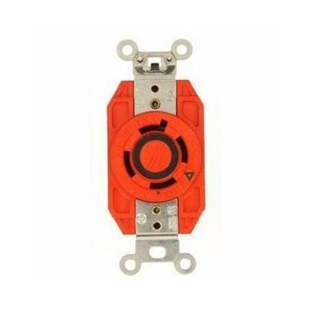 Leviton Locking Receptacle, L17-30R, 30 A, 600V AC, Three Phase, 3 Pole, Flush Mount, Screw Terminals 2740-IG